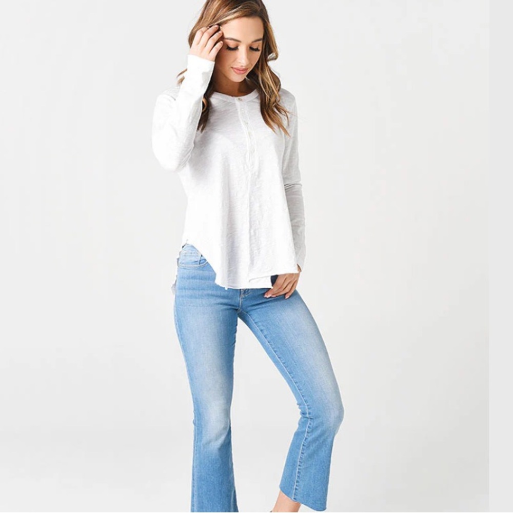 Wilt Women's Long Sleeve Cream Henley Top - Picture 4 of 7